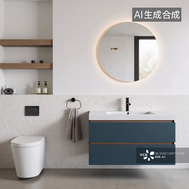 【AI数字艺术】现代简约卫浴空间图片素材