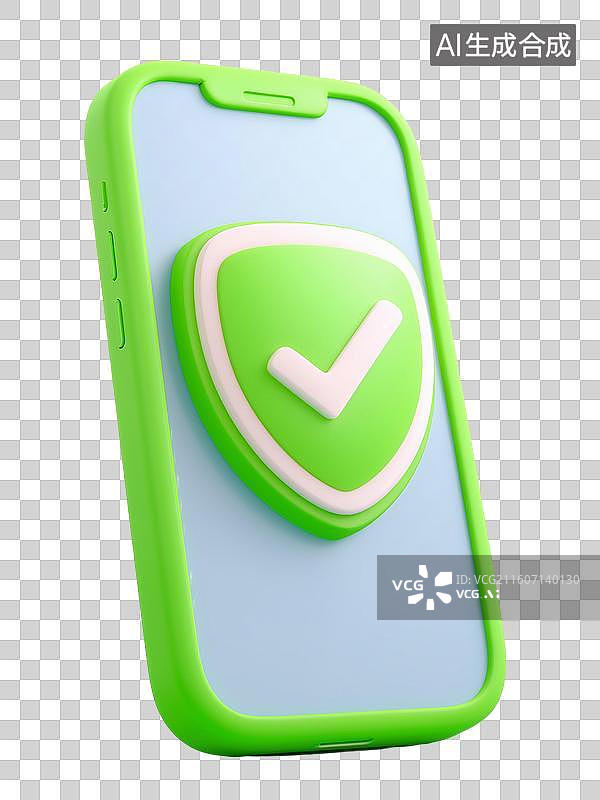 【AI数字艺术】3D卡通手机安全防护标识图片素材