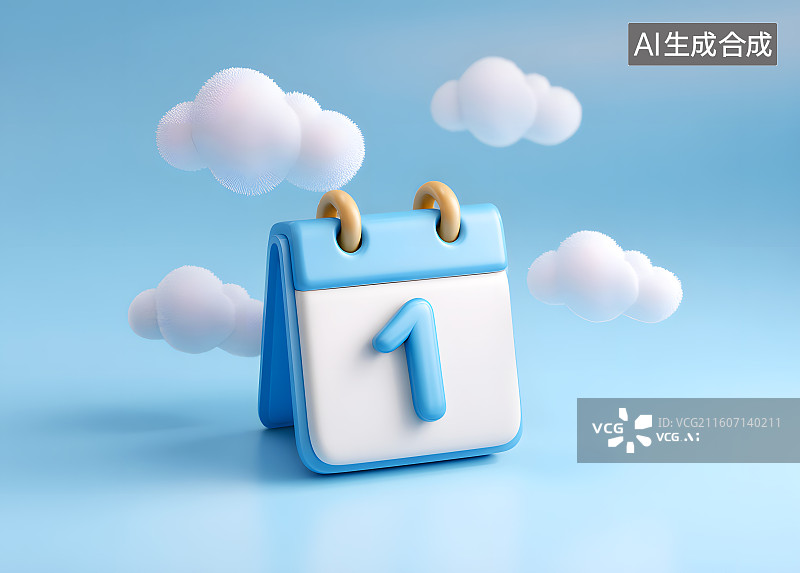【AI数字艺术】一个卡通日历本上写着数字1图片素材