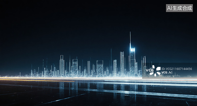 【AI数字艺术】未来都市夜景图片素材