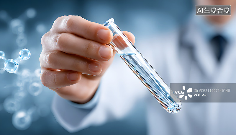 【AI数字艺术】一个医生手里拿着一支试管图片素材