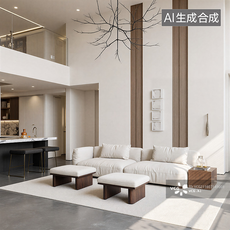 【AI数字艺术】现代客厅设计图片素材