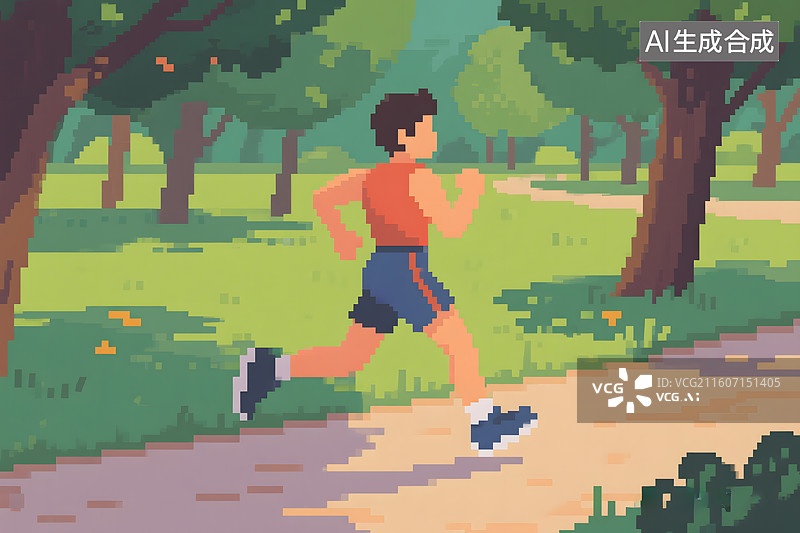【AI数字艺术】夏日户外跑步运动插画图片素材