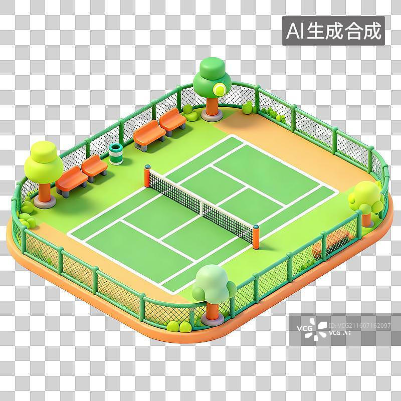 【AI数字艺术】网球场建筑插画图片素材