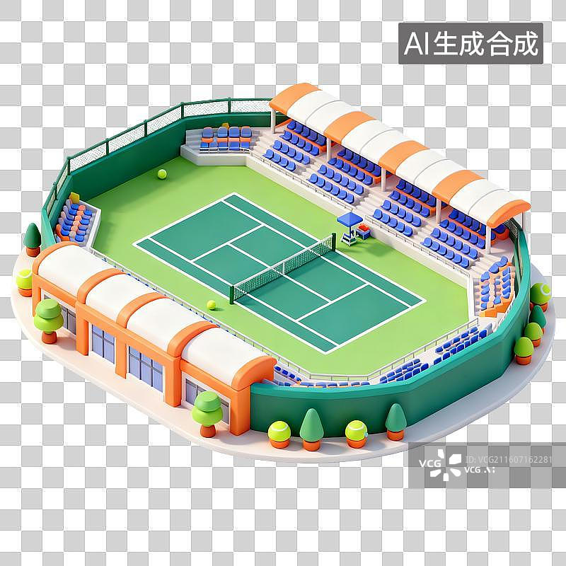 【AI数字艺术】网球场建筑插画图片素材