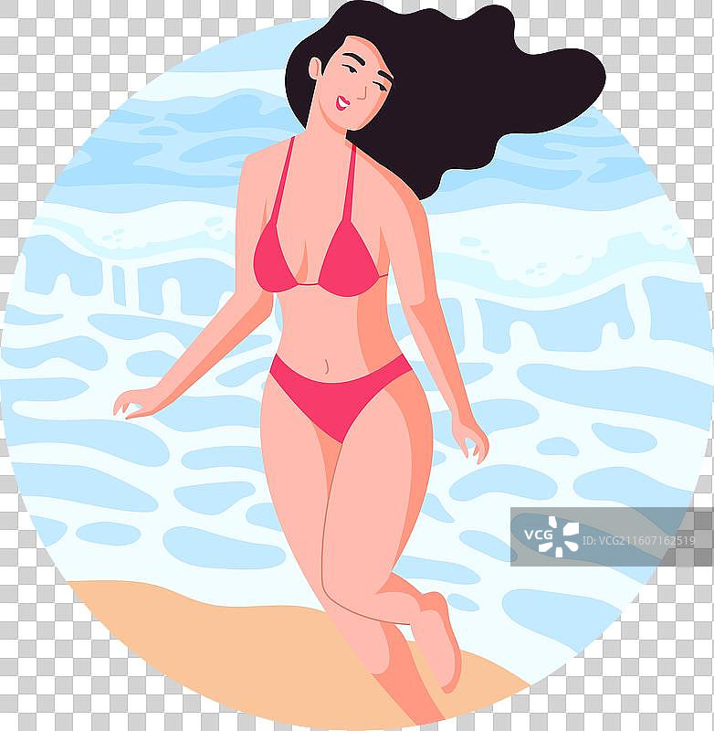 扁平化风格的独立比基尼女孩图片素材