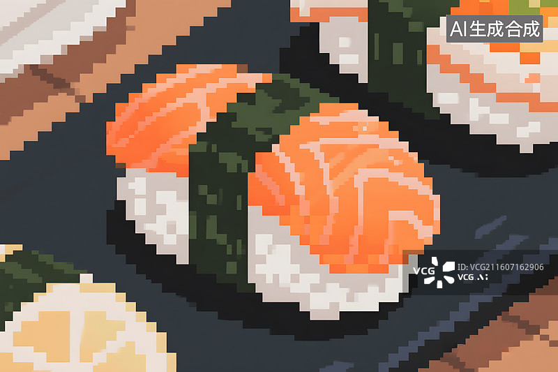 【AI数字艺术】像素风格寿司美食图图片素材