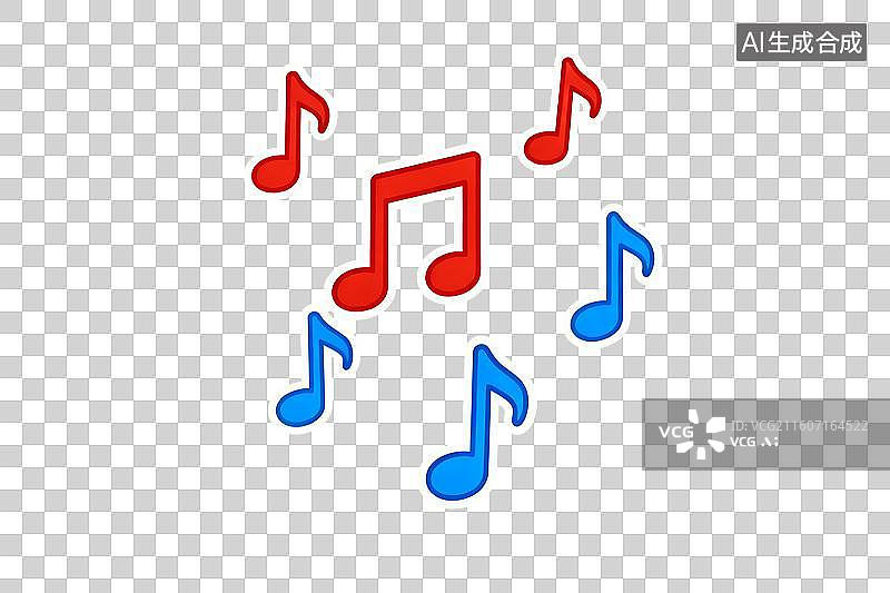 【AI数字艺术】卡通风格，跳动的音符PNG格式的免扣元素图片素材