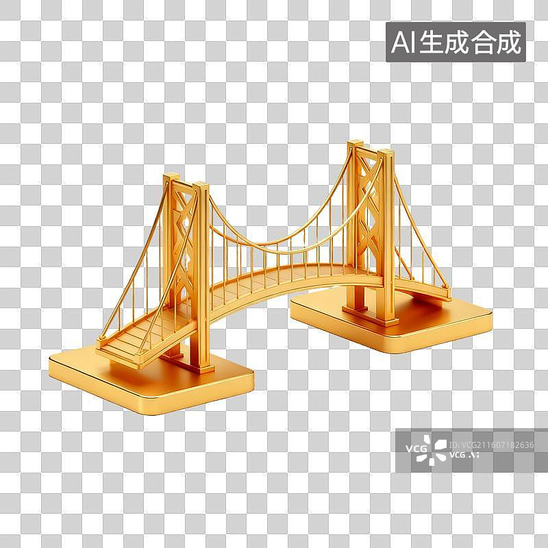 【AI数字艺术】金色3D桥梁模型图片素材