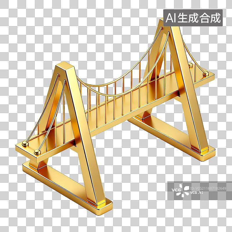 【AI数字艺术】金色3D桥梁模型图片素材