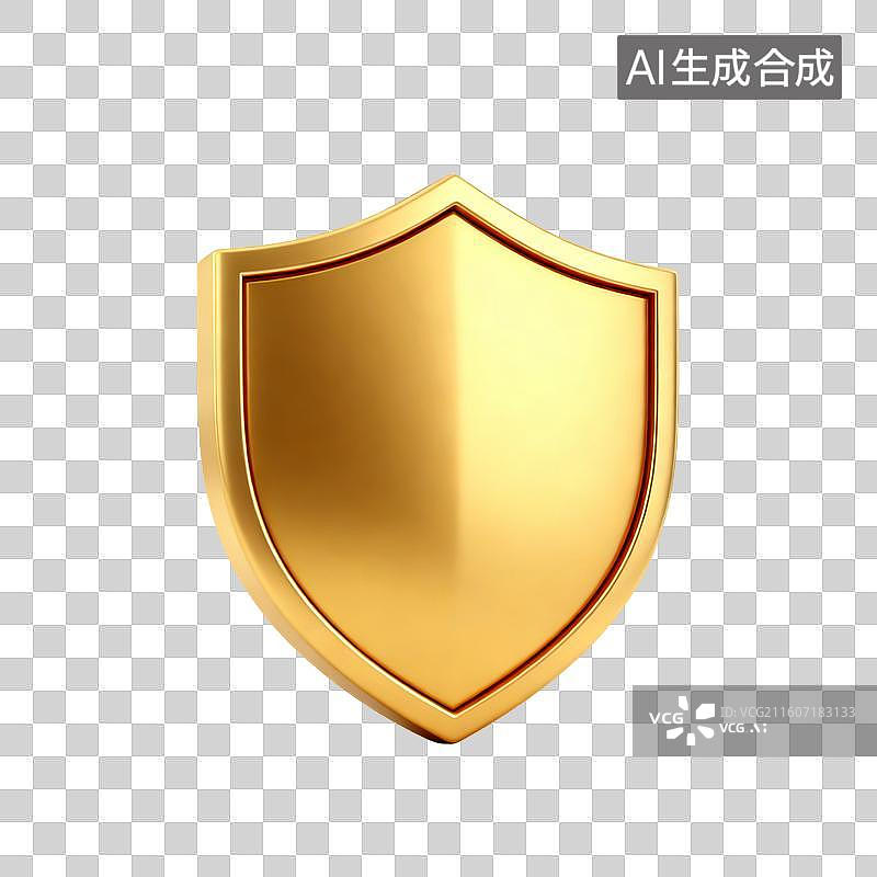 【AI数字艺术】金色盾牌防护标志图片素材