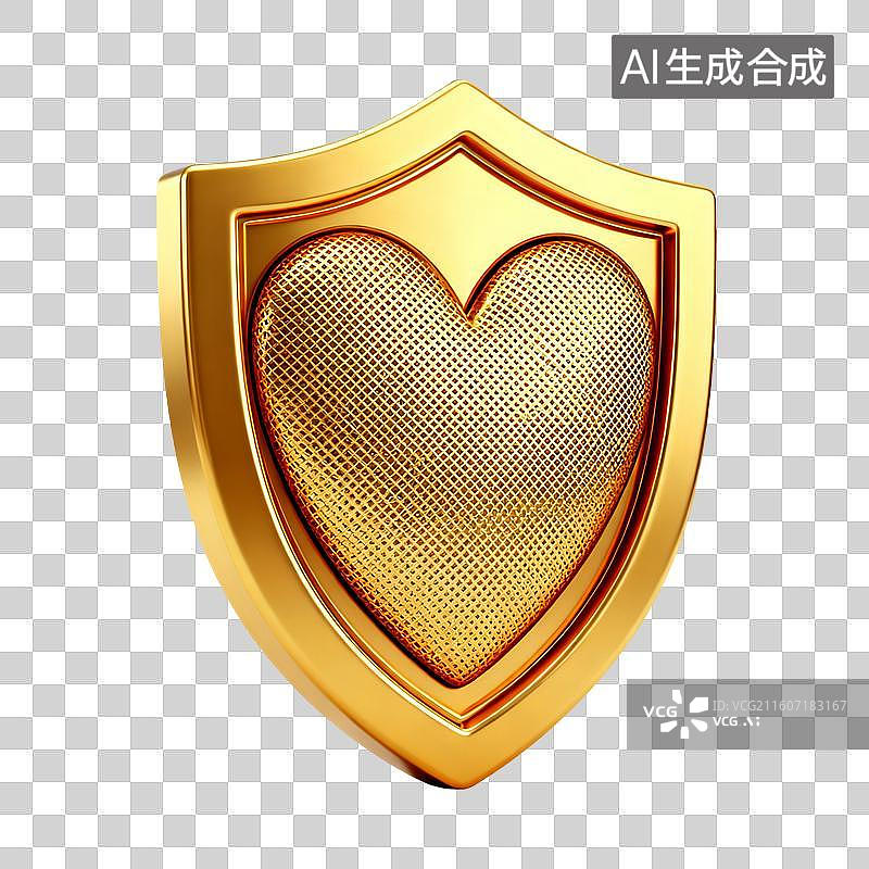 【AI数字艺术】金色盾牌防护标志图片素材