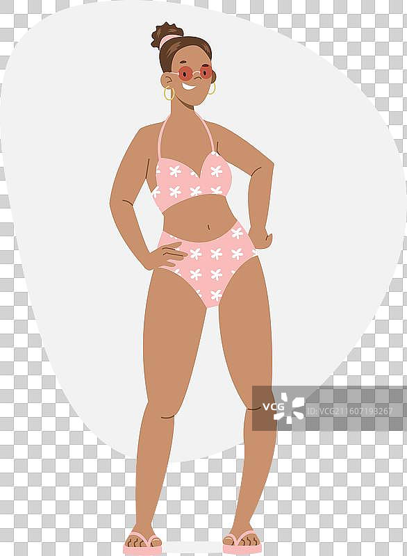 简约风格的比基尼女孩插画图片素材