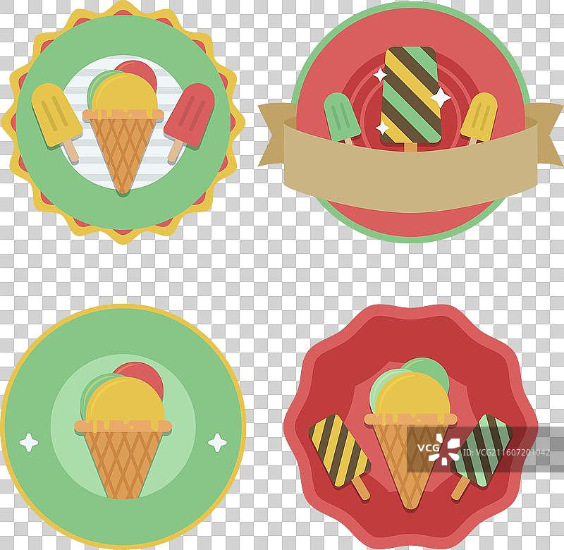 扁平化冰淇淋标签集图片素材
