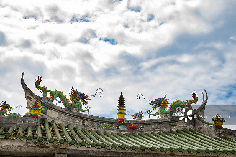 泉州，洛伽寺，房顶、屋脊装饰图片素材