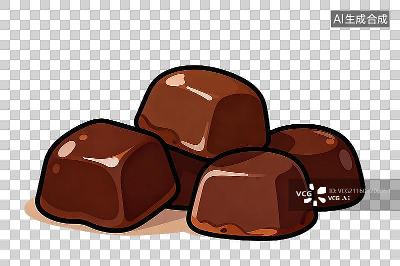 【AI数字艺术】卡通风格，几颗美味的巧克力PNG格式的免扣元素图片素材