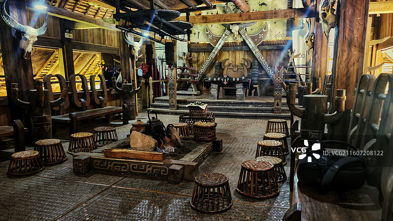 云南 · 临沧 沧源 翁丁佤寨 佤王府图片素材