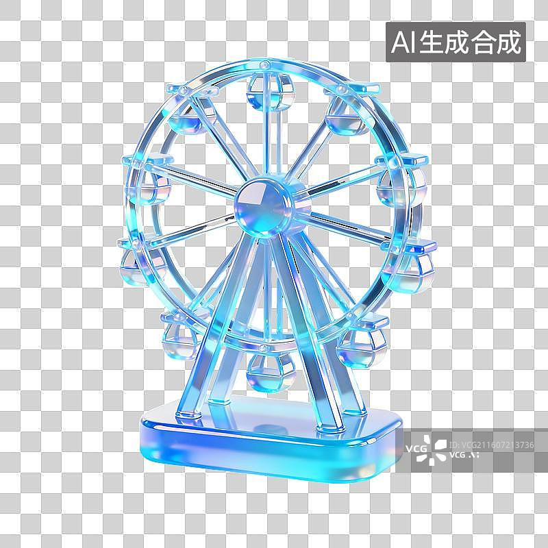 【AI数字艺术】3D冬天蓝色冰雕元素图片素材