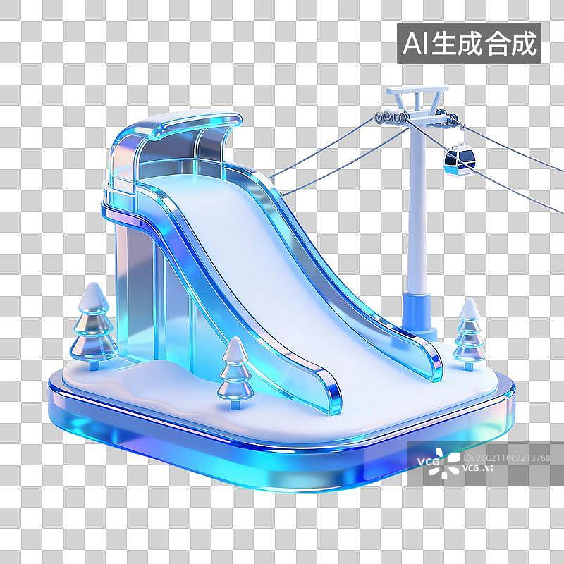 【AI数字艺术】3D冬天蓝色冰雕元素图片素材