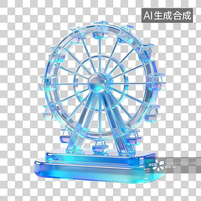 【AI数字艺术】3D冬天蓝色冰雕元素图片素材