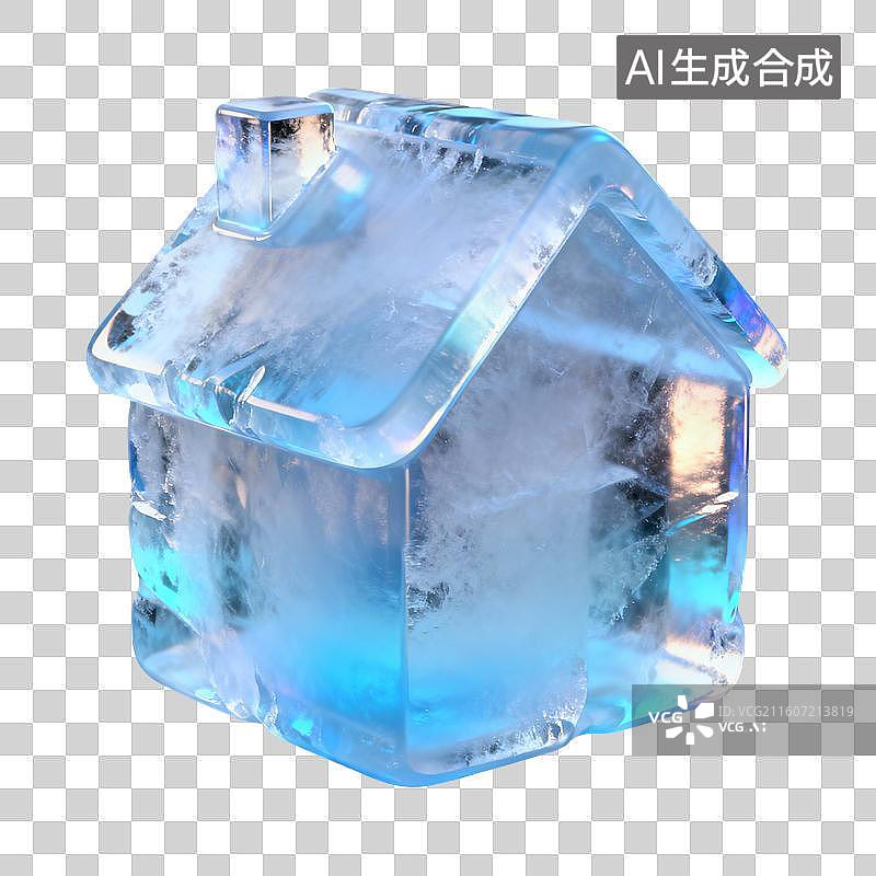 【AI数字艺术】3D冬天蓝色冰雕元素图片素材