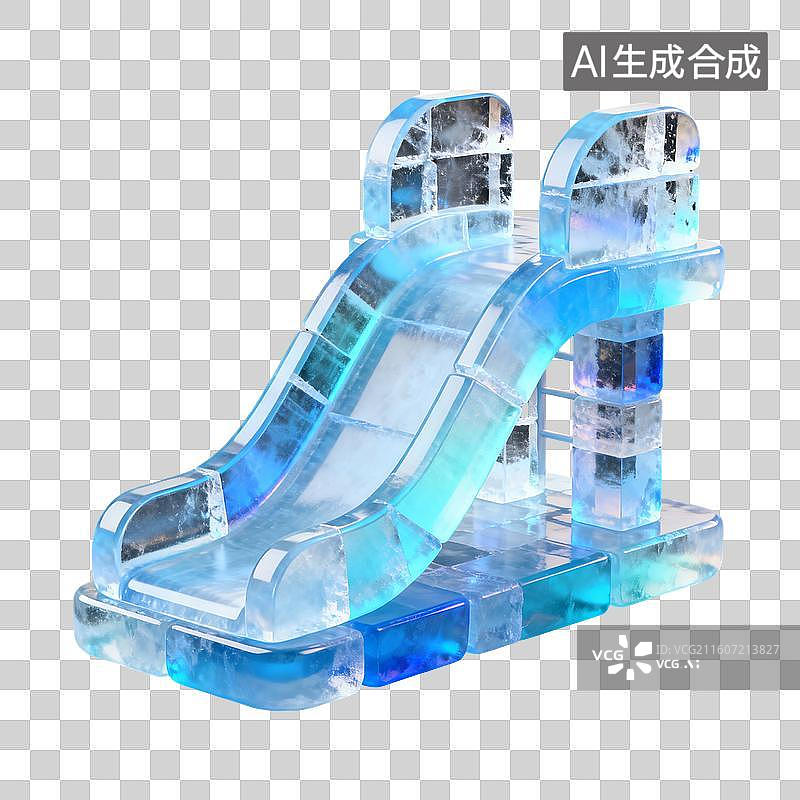 【AI数字艺术】3D冬天蓝色冰雕元素图片素材