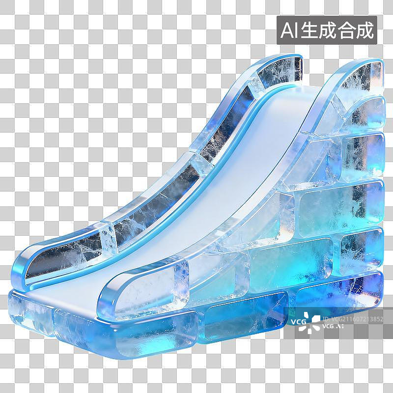【AI数字艺术】3D冬天蓝色冰雕元素图片素材