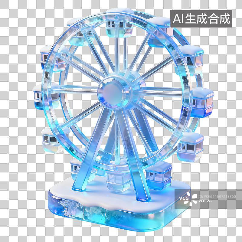 【AI数字艺术】3D冬天蓝色冰雕元素图片素材