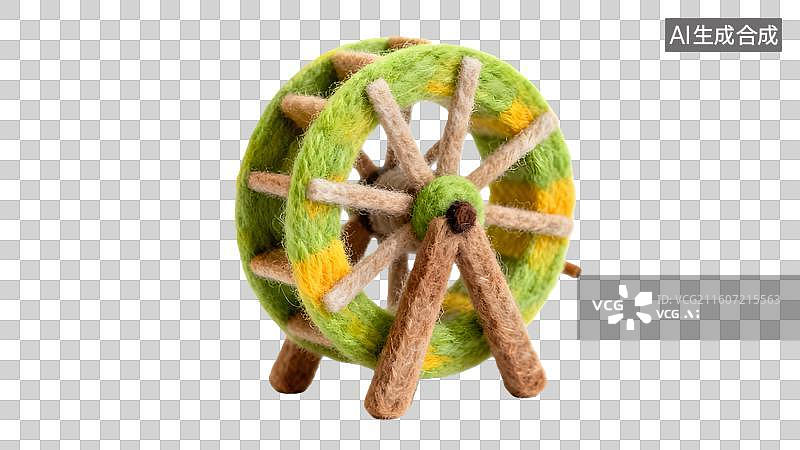 【AI数字艺术】毛毡风格的农田水车景观图片素材