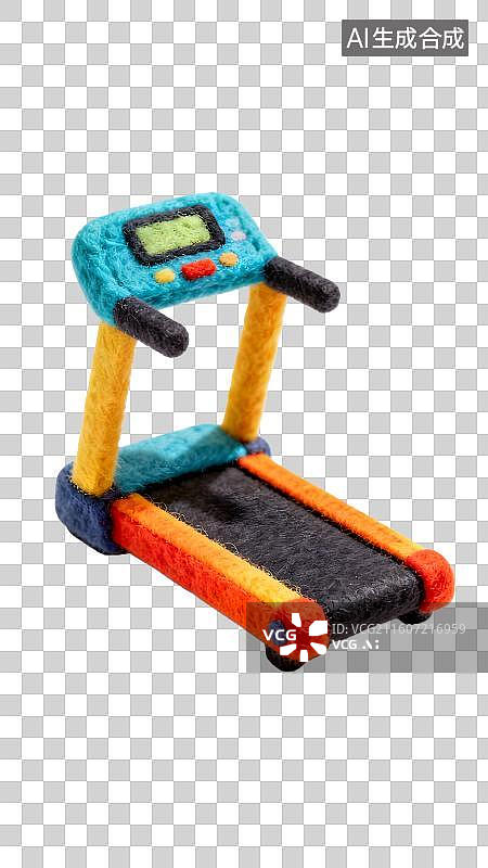 【AI数字艺术】毛毡风格的卡通跑步机图片素材