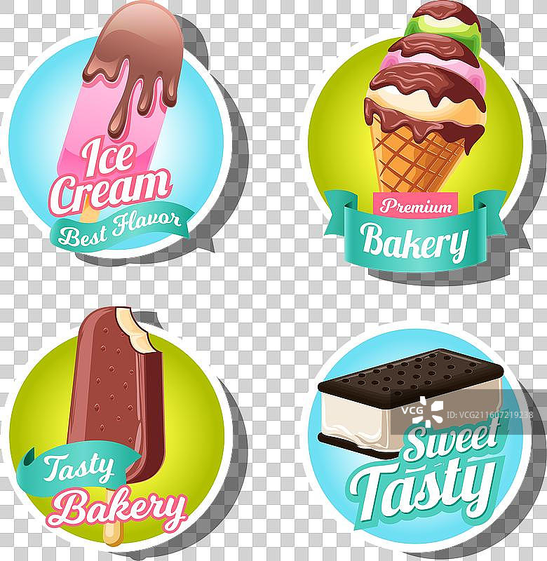 手绘冰淇淋标签集图片素材