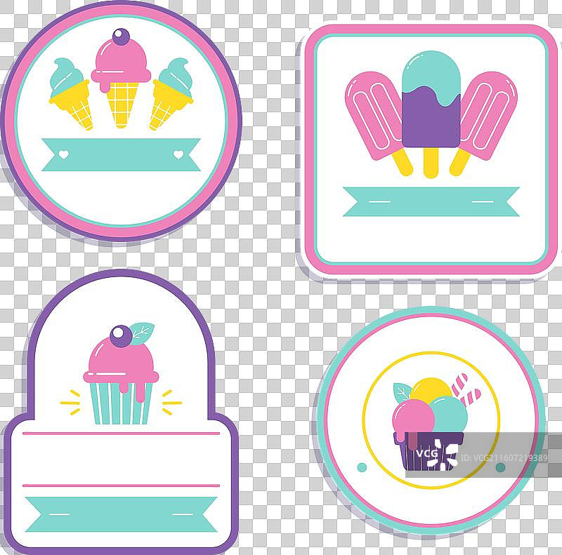 扁平化冰淇淋标签集图片素材