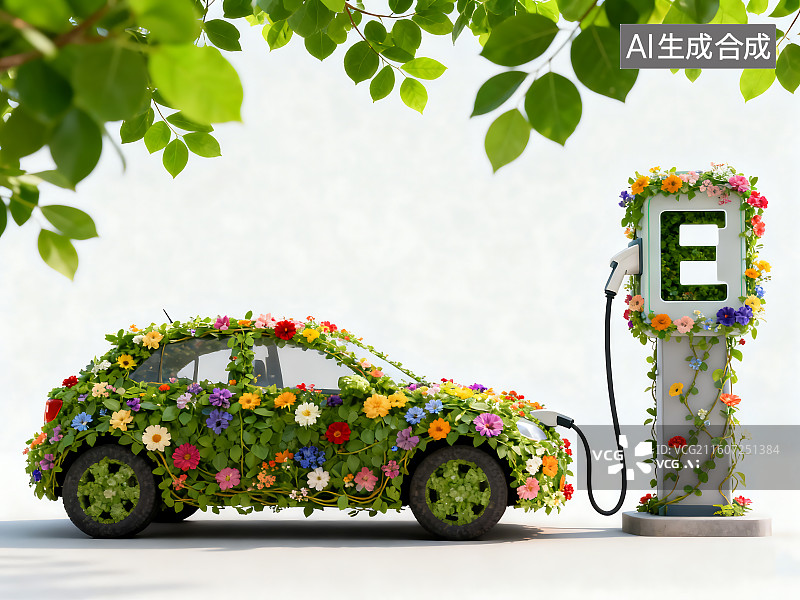 【AI数字艺术】新能源汽车绿色生态图片素材