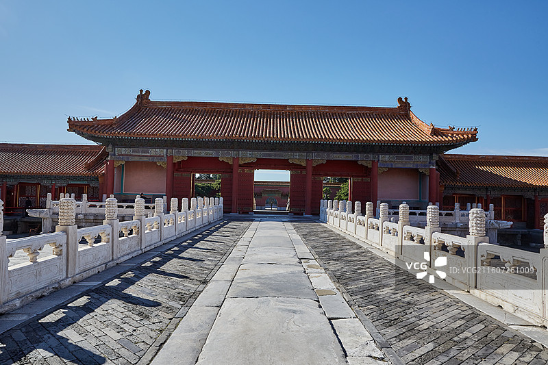 北京故宫紫禁城宁寿门及丹陛汉白玉栏杆图片素材