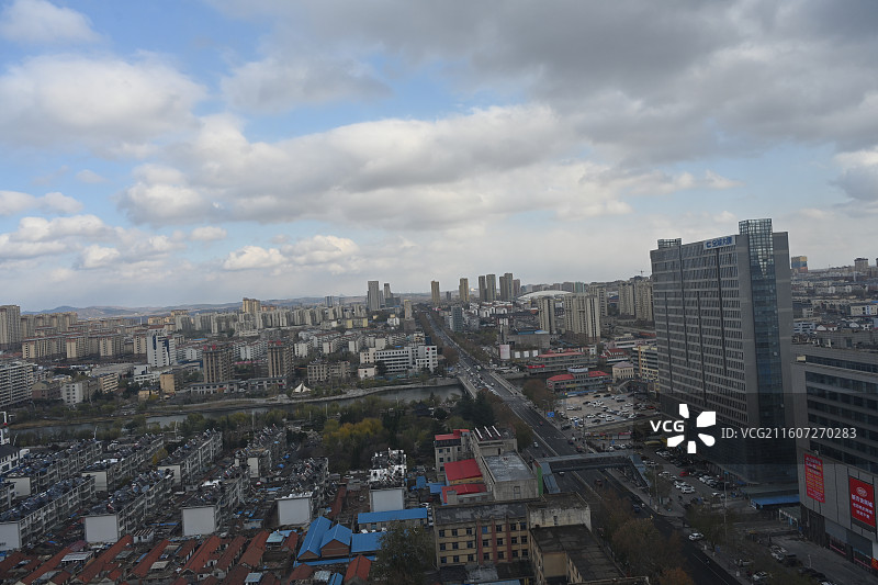 山东烟台招远市城市风光图片素材