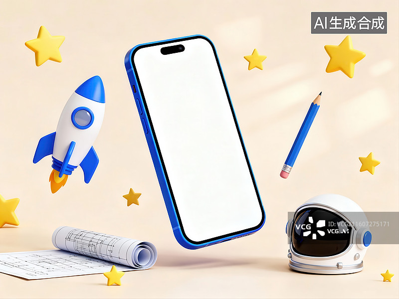 【AI数字艺术】手机与太空主题创意场景图片素材