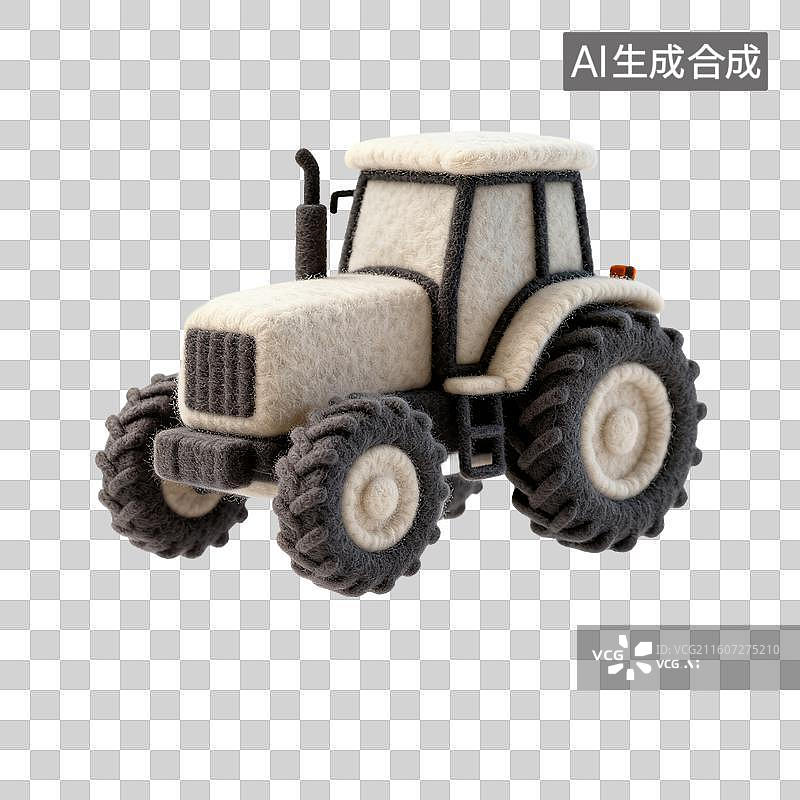 【AI数字艺术】毛毡制作的玩具拖拉机图片素材