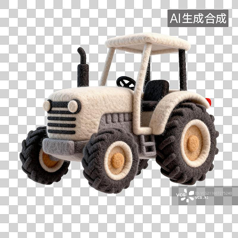 【AI数字艺术】毛毡制作的玩具拖拉机图片素材