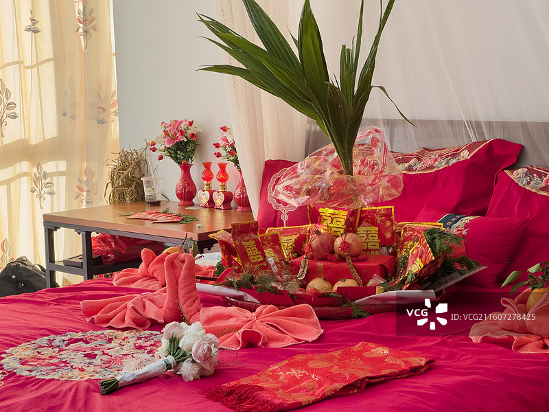 婚礼大床布置图片素材