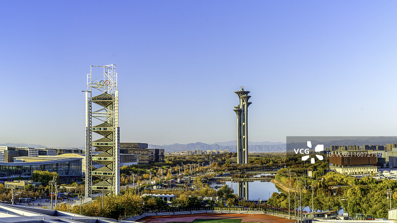 从国家体育场俯瞰北京城市风光图片素材