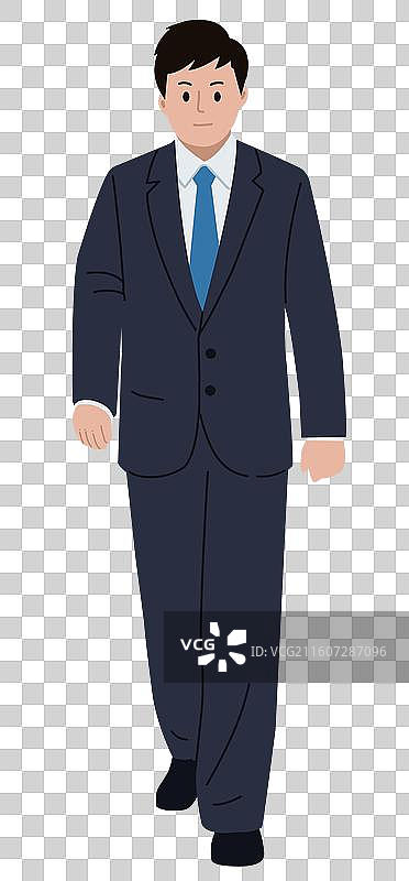 商务男性职场上班西装正装正式出席会议保安安保男人男性场合站立姿势插画图片素材