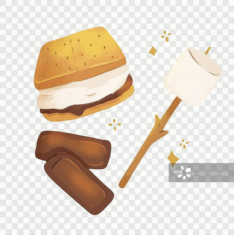 手绘水彩棉花糖图片素材