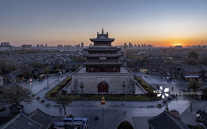 山东省聊城市东昌府区光岳楼航拍图片素材