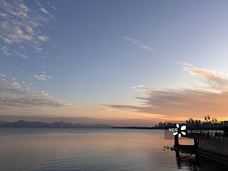 深圳湾海边日落图片素材