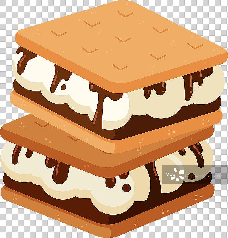 扁平化设计的美味烤棉花糖巧克力三明治图片素材