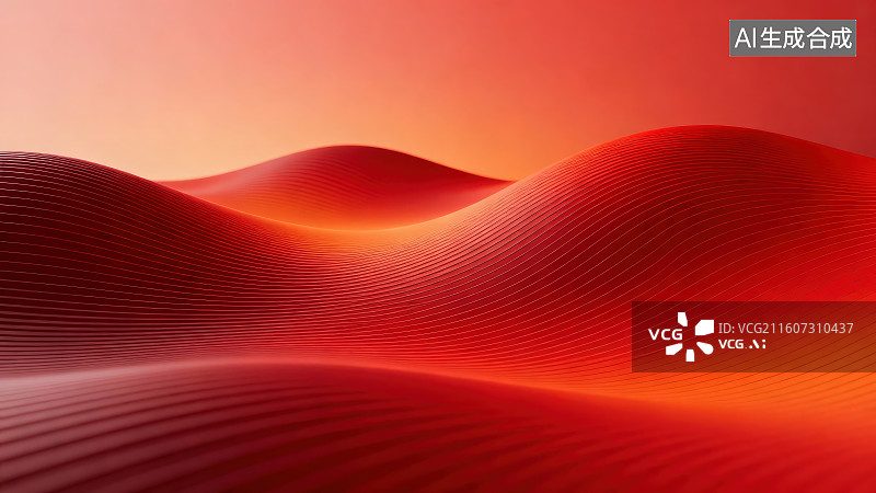 【AI数字艺术】红色条纹弯曲山脉地形抽象背景，节日新年春节喜庆党建红色背景图图片素材