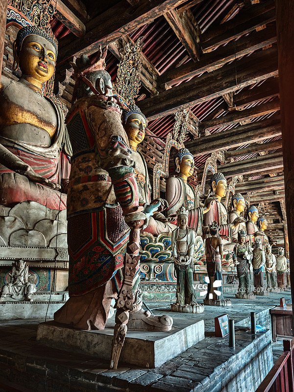 锦州义县辽代奉国寺大雄殿辽代七佛彩塑图片素材