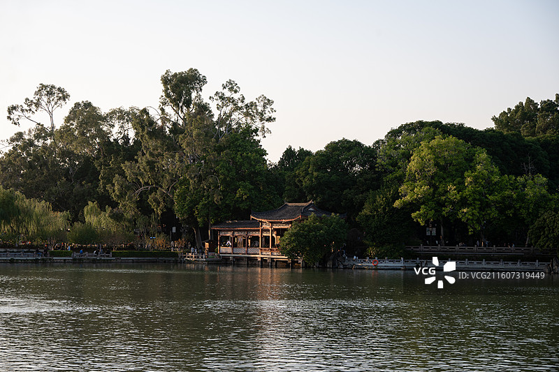 福州西湖亭台楼阁风光图片素材