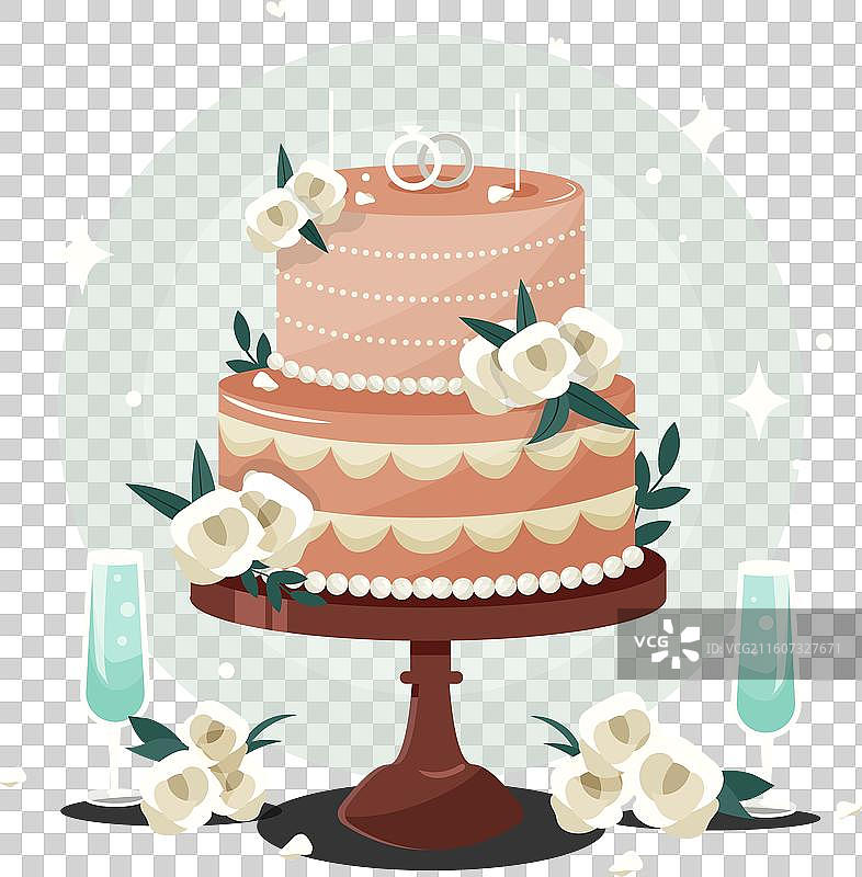 带有顶饰的平顶婚礼蛋糕图片素材