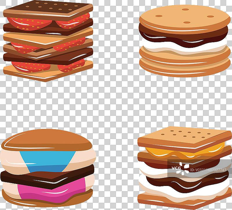 美味的棉花糖烤饼干套装图片素材